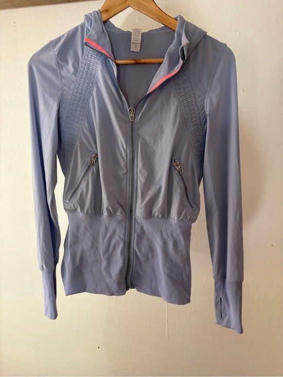 Ivivva Jackets & Blazers - Ivivva Light Blue Hooded Bomber Jacket with Pink Trim